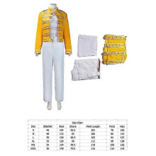 (XXL, Coat Shirt Pants) Freddie Cos Mercury Fantasy Rock Band Disguise Cosplay Costume Adult Men Roleplay Fantasia Outfit Male Halloween Party Cloth