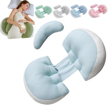 Pregnancy Pillow with Memory Foam Wedge for Side Sleeping, Adjustable Support for Back, Belly and Hips (Blue)