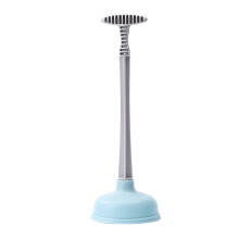 Strong Suction Toilet Plunger with Heavy Duty Rubber for Quick Clog Removal in Kitchen and Bathroom (Blue)
