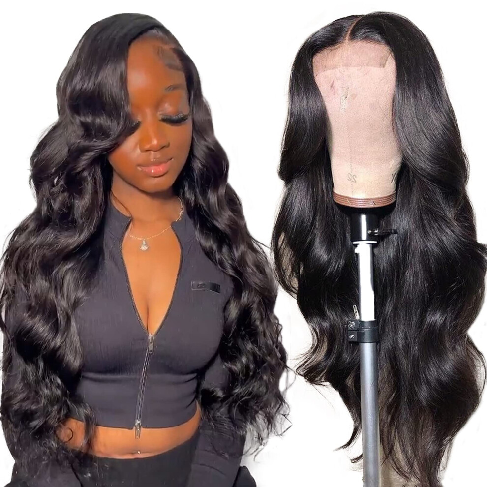 Body Wave Lace Front Wig Human Hair Pre Plucked 4x4 Closure Glueless 180% Density with Baby Hair