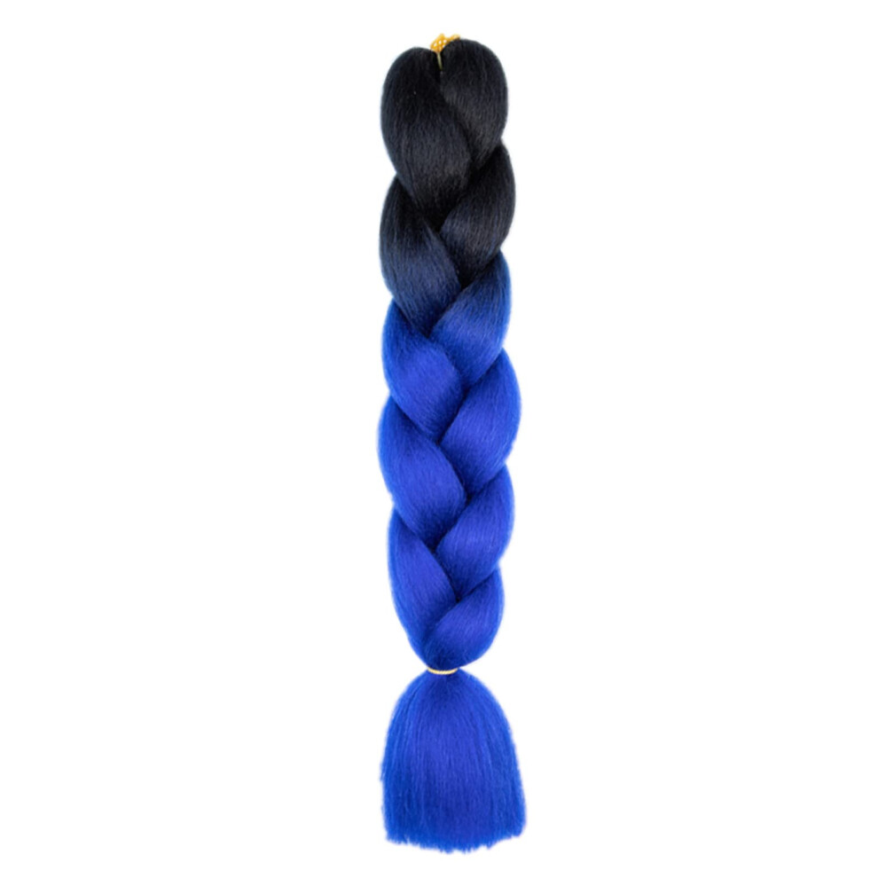 Unisex Blue,Black Synthetic Braiding Hair Extensions Black To Blue Ombre 24 Inch For Box Braids And Crochet Twists
