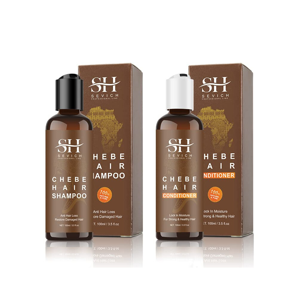 Chebe Hair Growth Shampoo and Conditioner Set with African Chebe Powder for Deep Hydration and