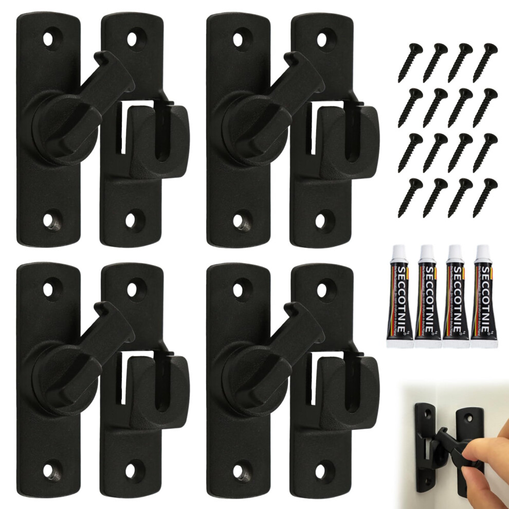 4 Pcs Barn Door Lock 90 Degree Zinc Alloy Sliding Latch Heavy Duty Privacy Gate Lock For Barns Cabinets 9365369319493