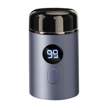 Electric Shaver with Digital Display, Compact Pocket Size Beard Trimmer for Wet and Dry Travel Grooming, Blue