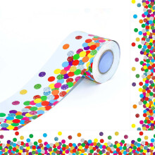 Colorful Dot Bulletin Board Border with Bright Color Design, Waterproof, Extra Long Classroom Decoration Trim