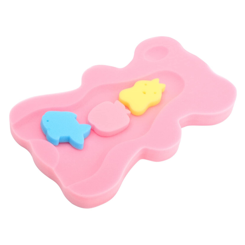 Baby Bath Mat NonSlip Soft Sponge Cushion for Newborns with Adorable Bear Design