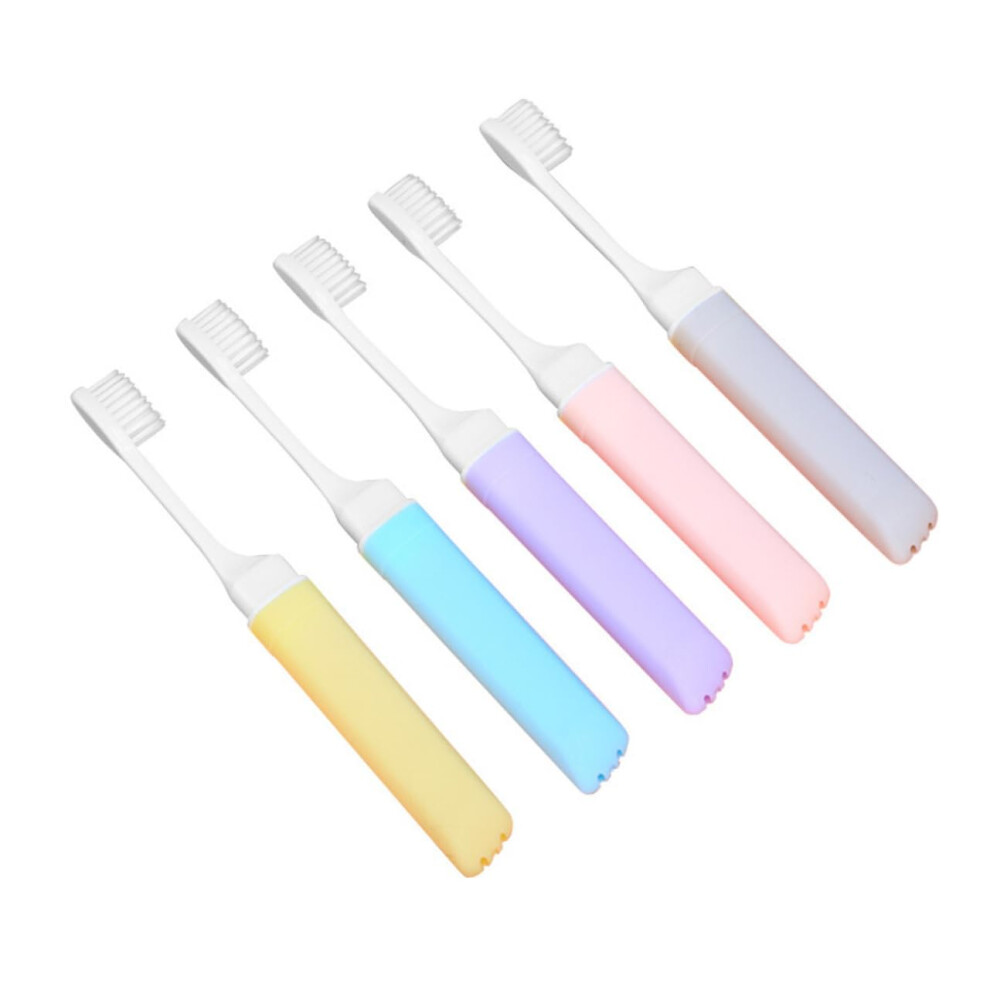 5pcs Travel Toothbrush with Soft Bristles, Folding Design for Camping or Daily Use, Random Colors