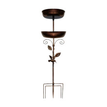 37 Inch Double Layer Bird Bath and Metal Bird Feeder with Stable 5Prong Base for Garden