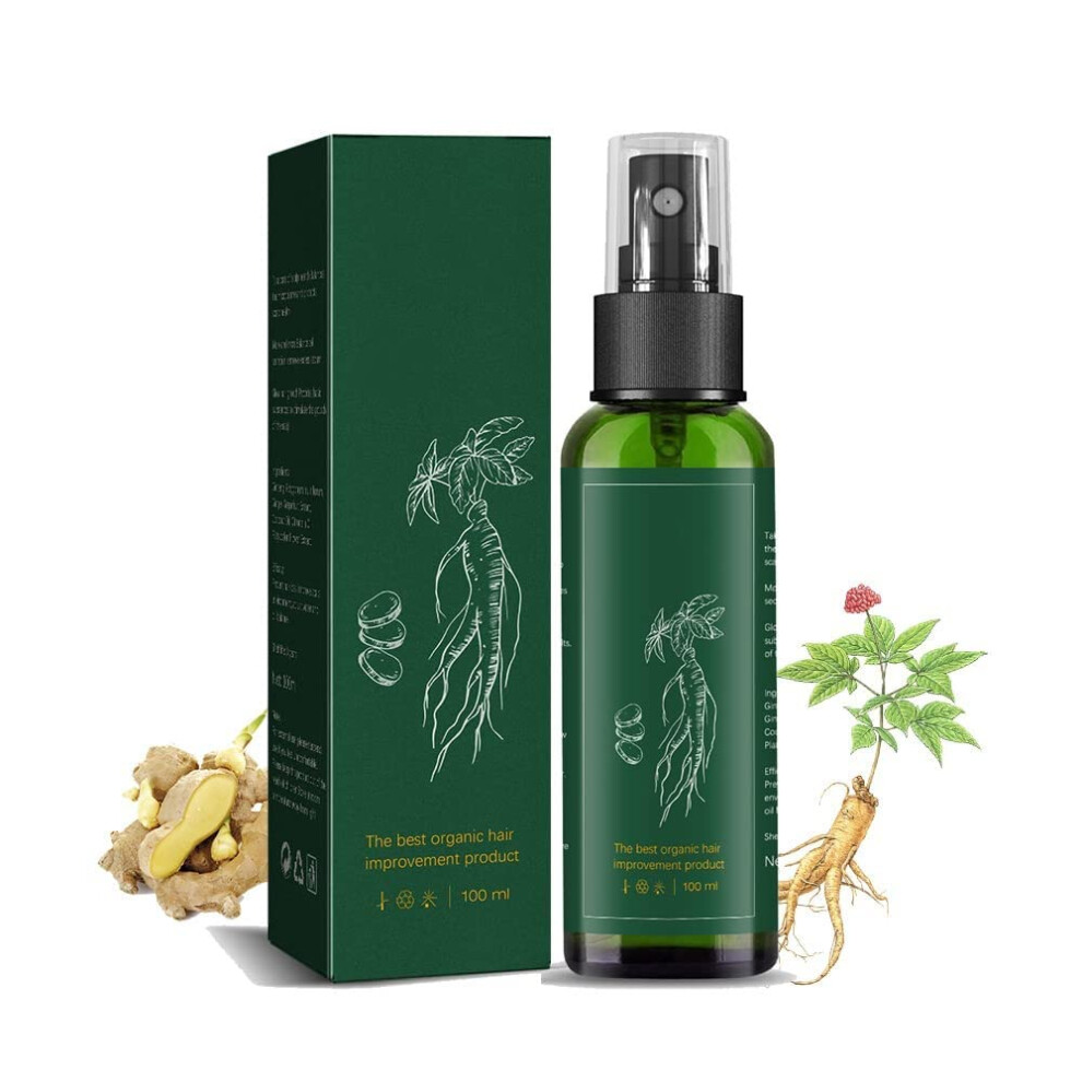 Hair Growth Spray with Ginseng Ginger, Root Nourishing Herbal Serum for Thinning Hair, Anti Loss