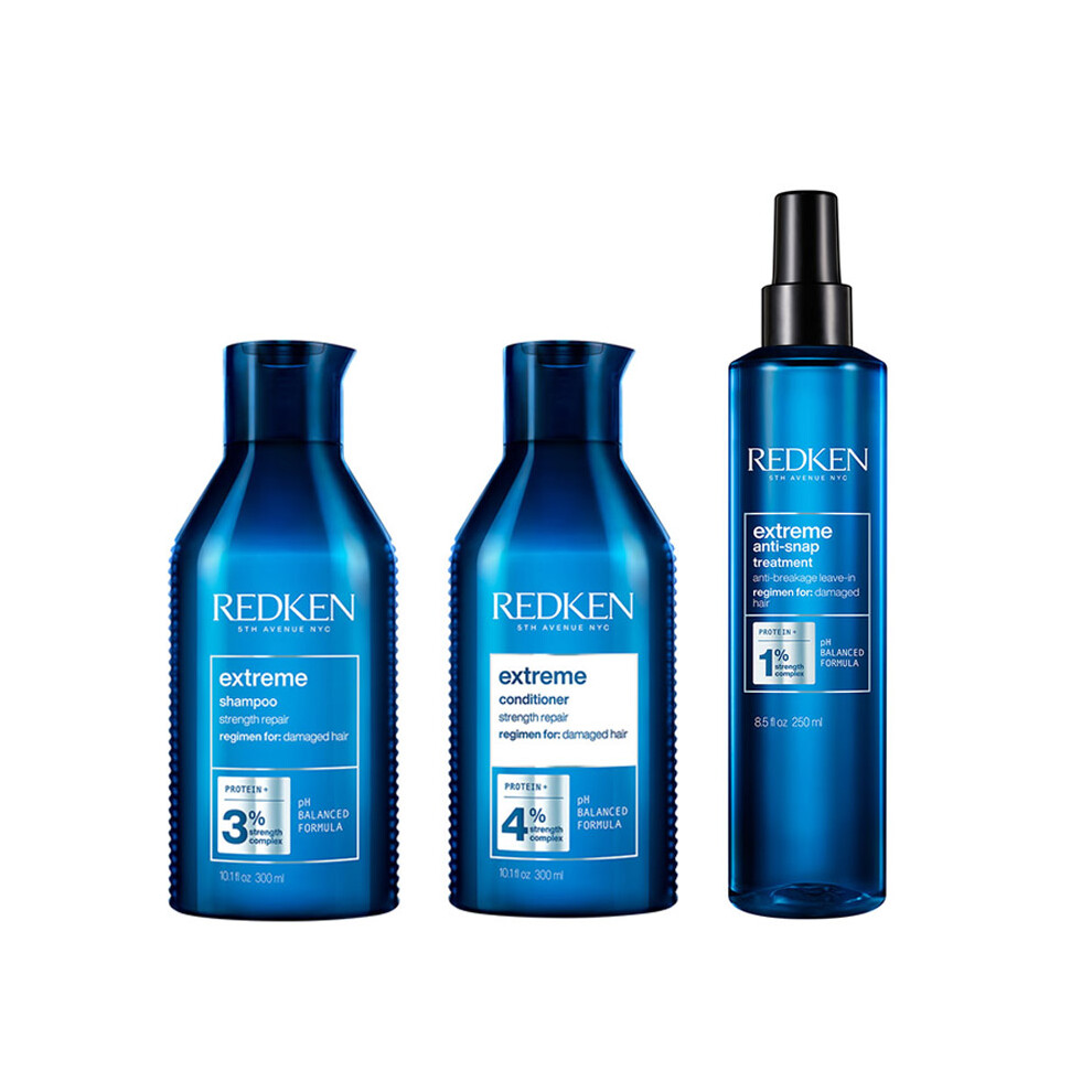 Redken Extreme Shampoo 300Ml, Conditioner 300Ml And Anti-Snap 250Ml Pa