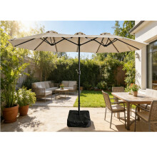 Beige 4.6m Patio Parasol Double Sided Umbrella