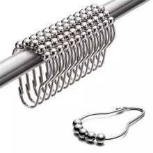 Stainless Steel Shower Curtain Hooks Rings Rust Resistant for Bathroom Rods Chrome Set of 12