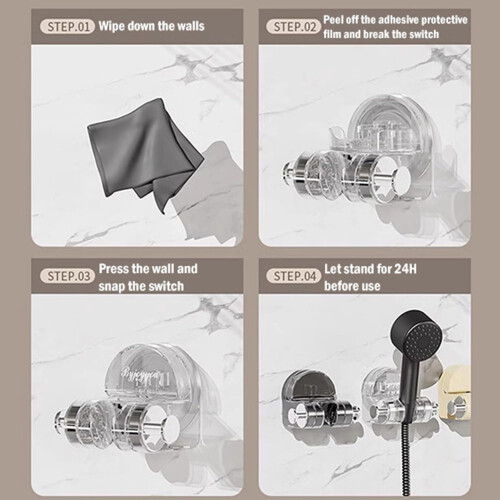 Adjustable No Drill Shower Head Holder with Strong Suction Cup, Wall Mounted Removable Rack 5pcs 1
