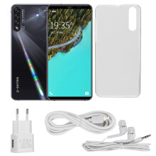 Smarttelefon med HD-skjerm og dobbelt SIM-kort, dobbeltkameraer, ansiktslåst mobiltelefon med høye piksler og stort batteri, svart metalldesign
