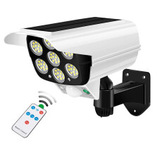 Outdoor Solar Motion Sensor Light 77 LED IP66 Waterproof Floodlight with Remote and Dummy Camera
