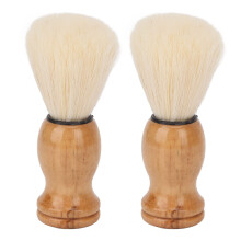 Shaving Brush Set of 2 with Elegant Wood Handle and Mini Beard Brush for Travel Gift for Men