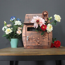 Wall Mounted Vintage Wrought Iron Mailbox with Lock, Bronze Weatherproof Design for Home and Garden