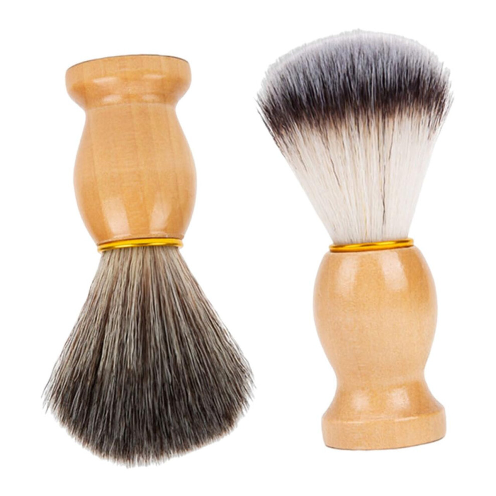 2Pcs Barber Neck Duster and Shaving Brush for Men with Soft Nylon Bristles Beard Grooming Salon Use