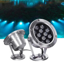 LED Pool Light IP68 Waterproof 12V Adjustable RGB Underwater Pond Lamp for Fountain Aquarium Party Yellow 24W