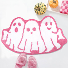 Pink Halloween Matte Ghost Hill Carpet Goth Spooky Bathroom Slip Hard Bathmat Kitchen Bedroom
