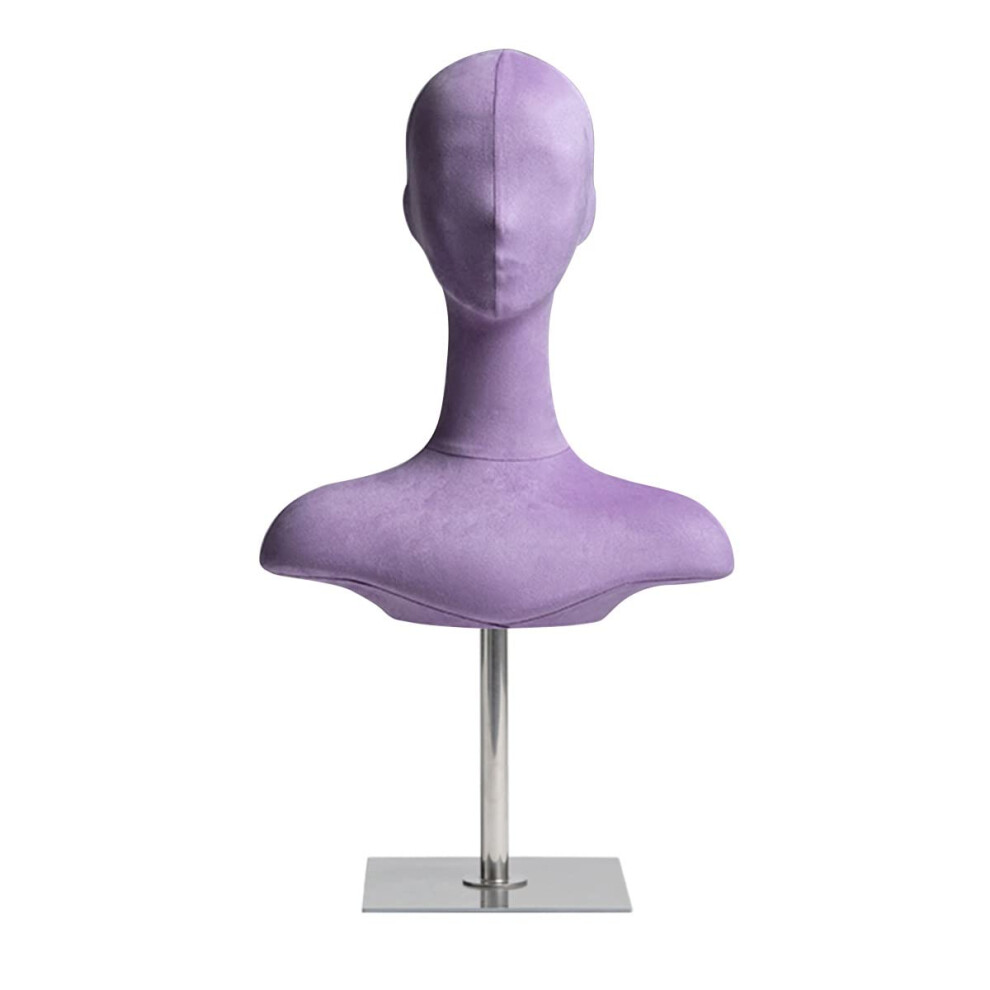 Unisex Purple Resin Mannequin Head 22 Inch Wig Stand With Realistic Features And Stable Weighted Base