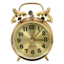 Vintage Mechanical Alarm Clock Quiet Gold Wind Up Waterproof PVC ABS for Bedroom Living Room