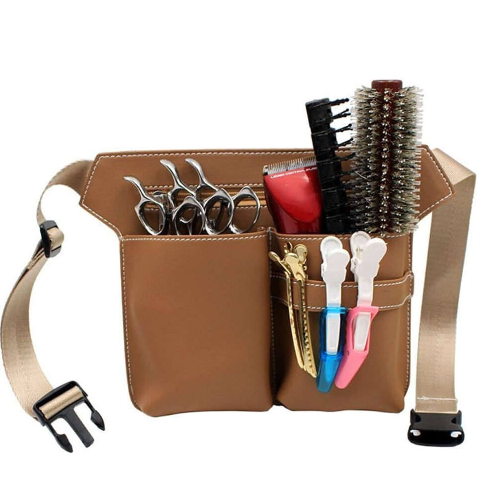 Barber Tool Bag With Large Capacity Storage, Hairdressing Scissor Holster For Salon Stylists, Brown 9099447115263