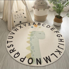 Kids Play Mat ABC Alphabet Round Rug with NonSlip Backing Soft Plush for Nursery 31in Dinosaur
