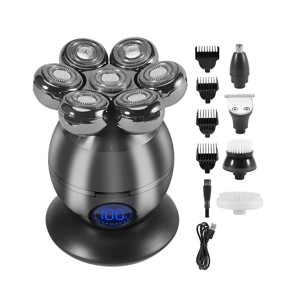 Electric Head Shaver for Bald Men, 5in1 Rechargeable Waterproof Grooming Kit with USB Fast Charging