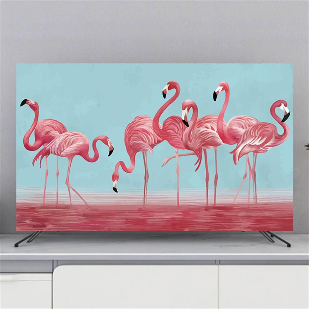 Tv Dust Cover Elastic For 32-80 Inch Tvs, Flamingo Pattern Soft Breathable Protector For Indoor Use (49-52 Inch) Pink 9365369422094