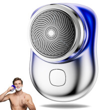 Visulong Shaver Mini Portable Electric Shaver With Digital Display Waterproof Washable Pocket Size Travel Blue White