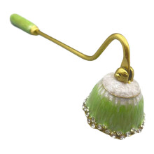Vintage Decorative Candle Snuffer with Long Handle, Zinc Alloy and Rhinestones, 6.3 Inch Green