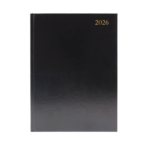 2026 Desk Diary Day Per Page Appointment A4 Black 2