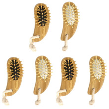 Wooden Hair Brush Set Wide Tooth Detangling with Ergonomic Grip Small Travel Size for Curly Hair