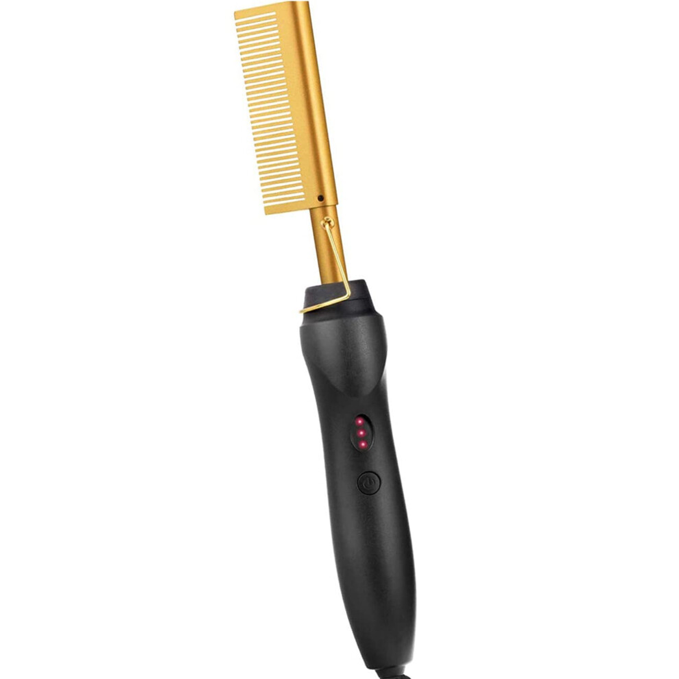 Hot Comb Hair Straightener Electric Heating Comb, 2 in 1 Fast Ceramic Heating AntiScald Beard Tool
