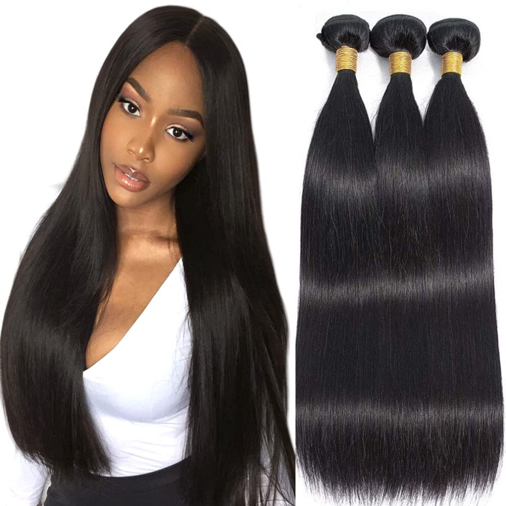 Brazilian Virgin Hair Bundles Straight 18 20 22 Inch 8A Grade Soft Silky Extensions 3pcs Set