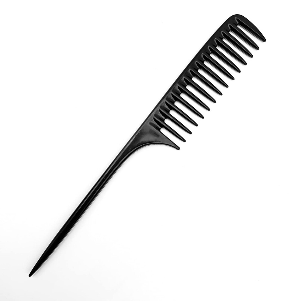Unisex Black Wide Tooth Rat Tail Comb Antistatic Heat Resistant For Gentle Detangling And Precision Sectioning