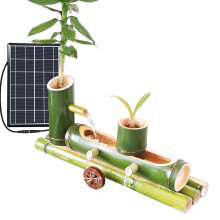 Solar Bamboo Water Fountain with Wheel, Relaxing Zen Garden Feature for Indoor or Outdoor, 50cm