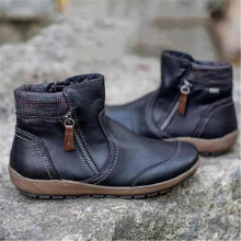 (41,Black)Womens PU Warm Boots Double Side Zipper Snow Winter Outdoor Walking Boots Fashion Casual Shoes