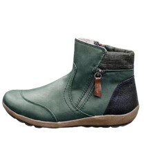 (43,Green)Womens PU Warm Boots Double Side Zipper Snow Winter Outdoor Walking Boots Fashion Casual Shoes