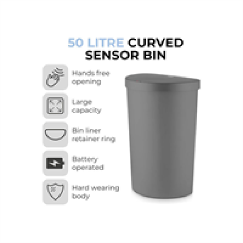Tower Tower Curved Sensor Bin 50 Litres - Grey 2