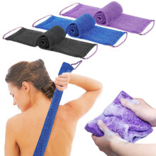 African Exfoliating Sponge 3 Pack with Handles for Deep Body Cleansing, Nylon Scrubber for Shower