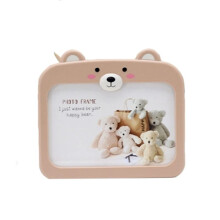 Cute Bear Picture Frame with Pen Holder for Kids Desk, 6 Inch Tabletop Photo Frame Brown