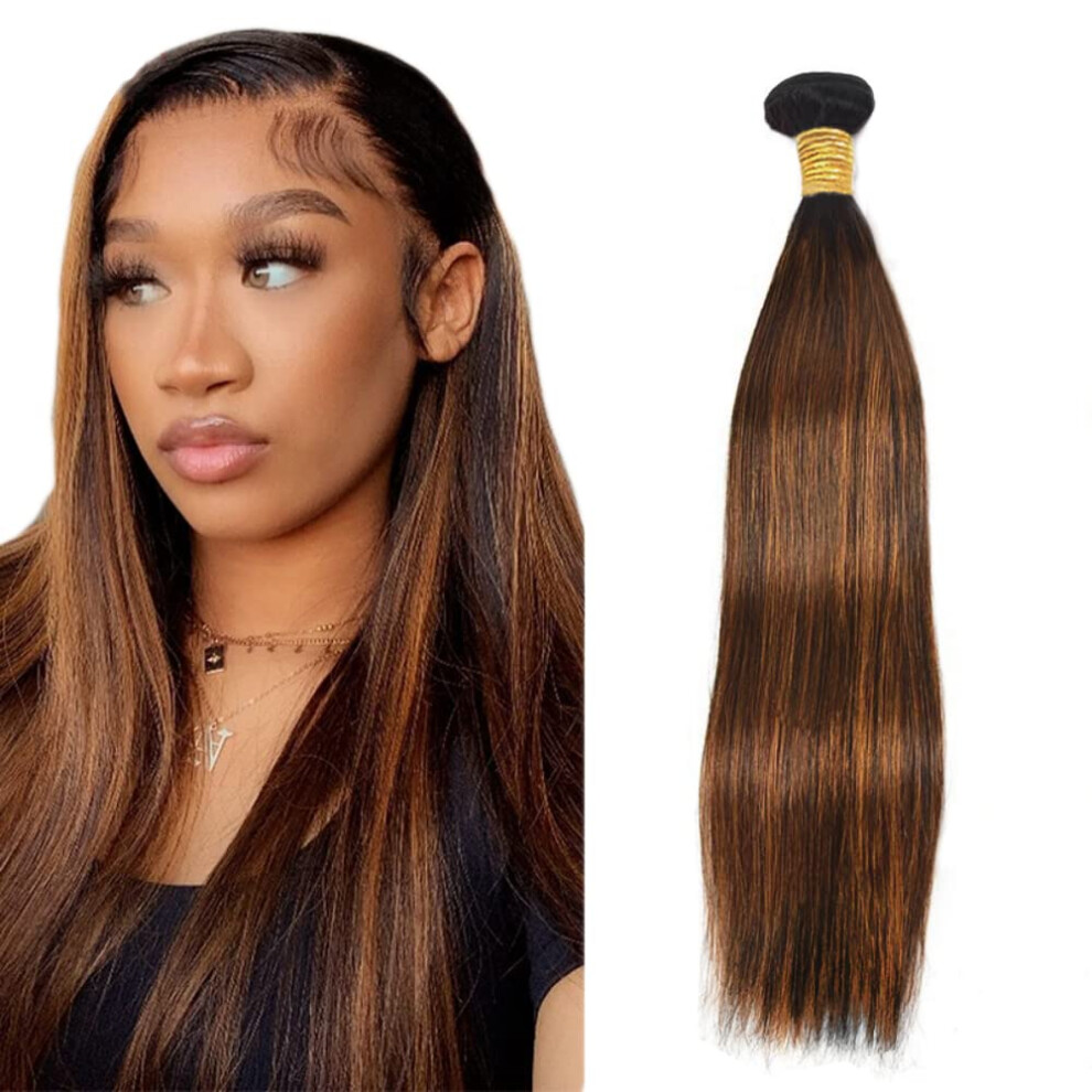 Unisex Brown Brazilian Virgin Human Hair Bundle 26 Inch P4/30 Ombre Highlight Straight Extensions
