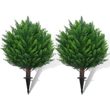 Artificial Cedar Topiary Ball Tree 22' Set of 2, Vibrant Green Shrubs for Garden, Patio, Porch and Indoor Decor