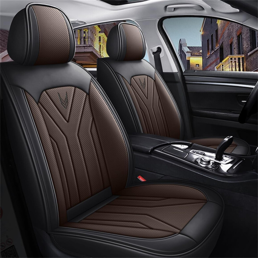 Waterproof Pu Leather Car Seat Covers Universal Fit 5Seater For Renault Clio Nonslip Set Brown 9164114187666
