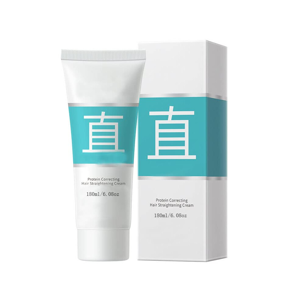 Cream Protein Hair Straightening For Curly Hair, Collagen Smoothing Frizz Control, 3In1 Styling