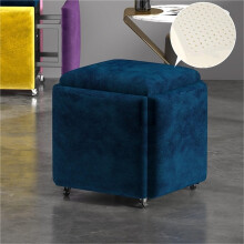 Stackable Ottoman 5 in 1 Nesting Cube Chair Set with Swivel Footstool for Living Room Green