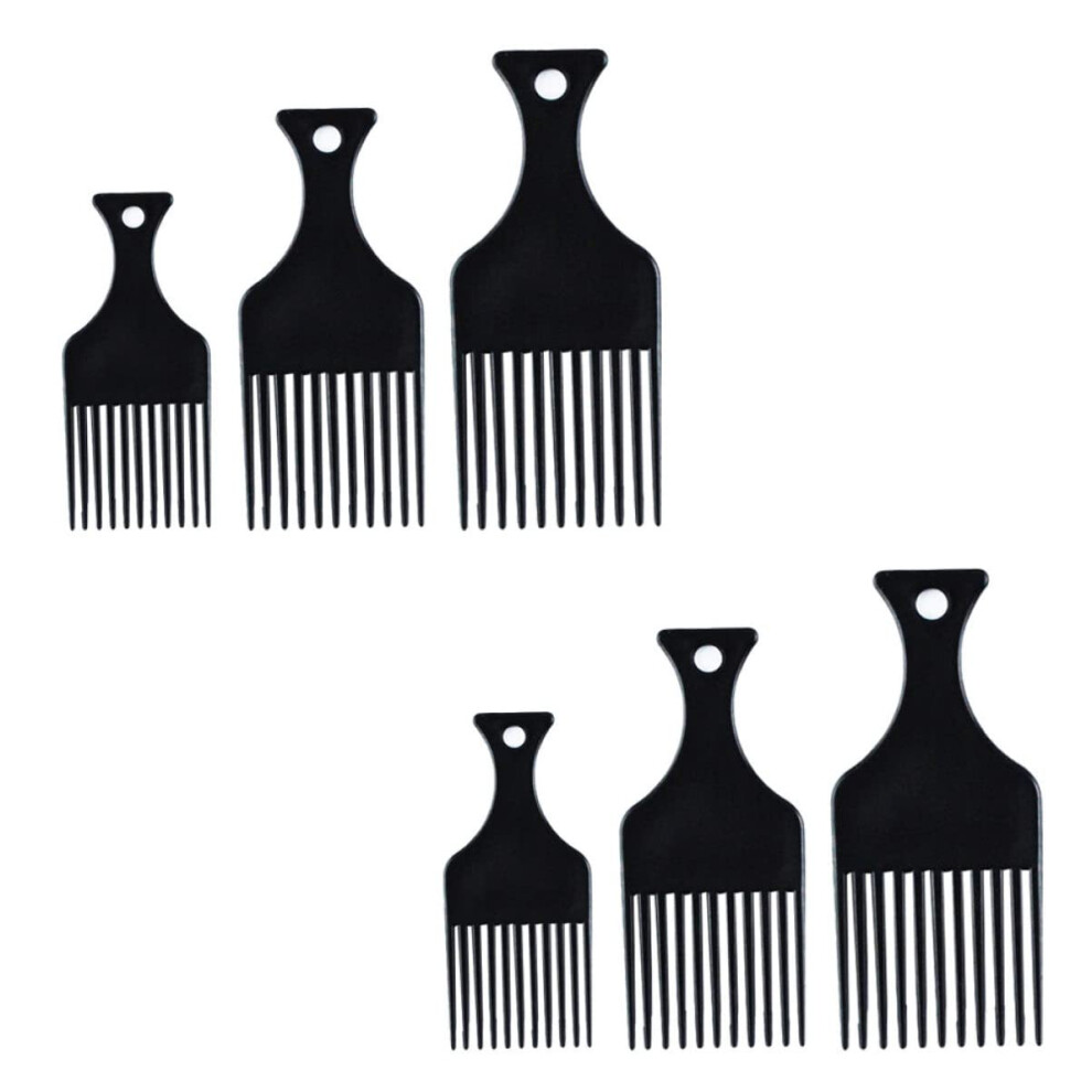Unisex 6Pcs Wide Tooth Comb And Barber Hair Pick Set For Curly And Thick Hair Detangling Styling