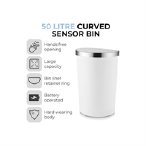 Tower Tower Curved Sensor Bin 50 Litres - White 2